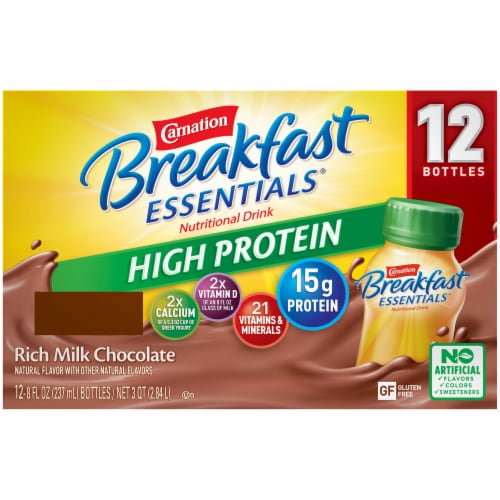 Carnation Breakfast Essentials Chocolate High Protein Complete Nutritional Drink Perspective: back