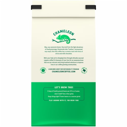 Chameleon Organic Guatemala Medium Roast Whole Bean Coffee Perspective: back