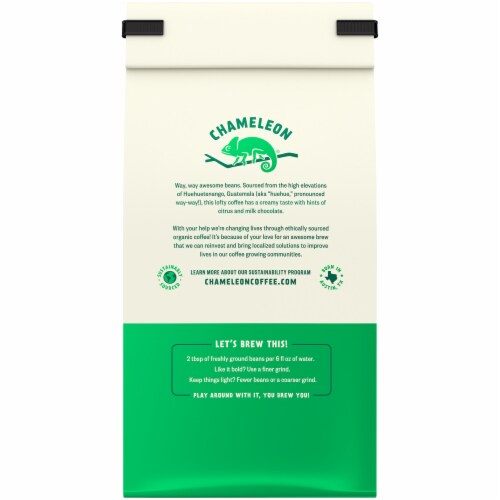 Chameleon Organic Guatemala Medium Roast Whole Bean Coffee Perspective: back