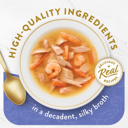 Purina Fancy Feast Broths Wet Cat Food Complement Tuna, Shrimp & Whitefish Perspective: back