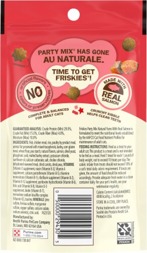 Friskies Party Mix Natural Yums with Real Salmon Cat Treats Perspective: back
