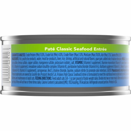 Friskies Pate Classic Seafood Entree Wet Cat Food Perspective: back
