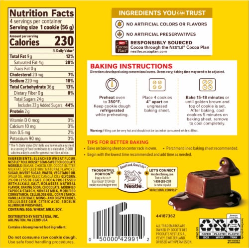Nestlé® Toll House® Stuffed Chocolate Chip Cookie Dough with Fudge Filling Perspective: back