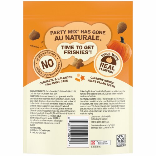 Friskies Party Mix Natural Yums Pumpkin Cat Treats Perspective: back