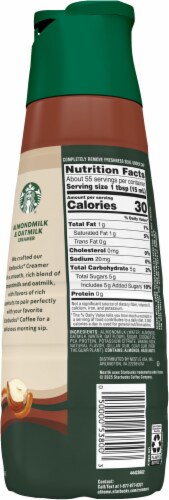 Starbucks Hazelnut Almond Milk and Oat Milk Dairy Free Coffee Creamer Perspective: back