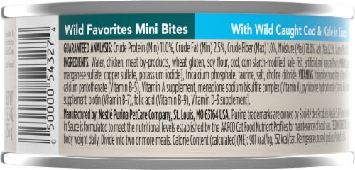 Friskies® Wild Favorites Mini Bites With Wild Caught Cod & Kale in Sauce Wet Cat Food Perspective: back