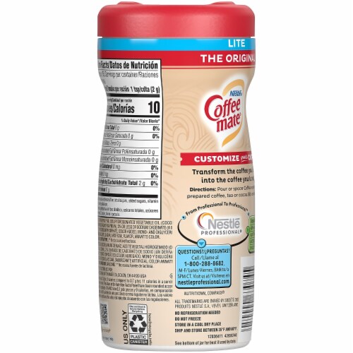 Coffee mate® Original Lite Powdered Creamer, 11oz Canister 12036411 Perspective: back