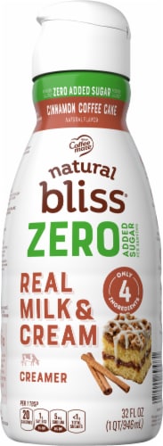 Nestle® Coffee Mate® Natural Bliss® Zero Added Sugar Cinnamon Coffee Cake Creamer Bottle Perspective: back