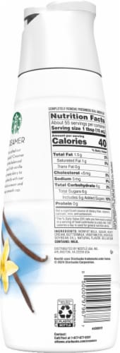 Starbucks® Vanilla Latte Coffee Creamer Perspective: back