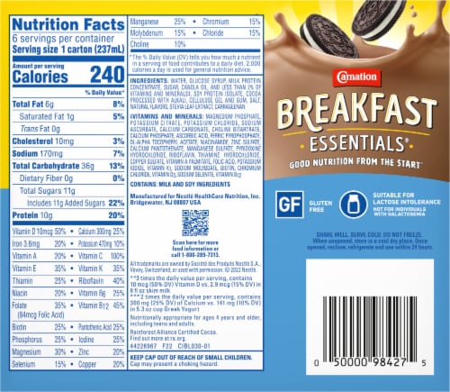 Carnation Breakfast Essentials® Cookies and Cream Nutritional Drinks Perspective: back