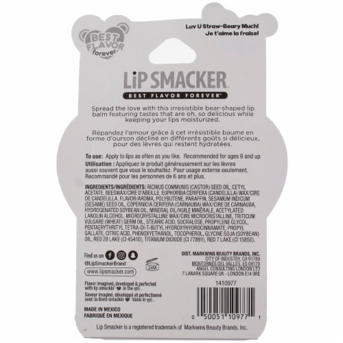 Lip Smacker® Straw-Beary Bear Shaped Lip Balm Perspective: back
