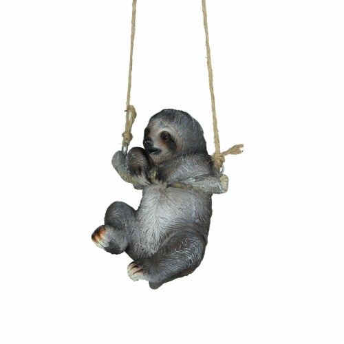 Hand-Painted Resin Sculpture Three-Toed Sloth Hanging Statue With Rope Hanger Perspective: back