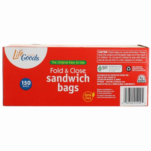 Life Goods Happy Home Fold & Close Sandwich Bags, 150 Ct Perspective: back