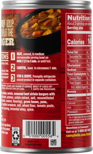 Campbell’s® Chunky® Soup Sirloin Burger With Country Vegetable Beef Soup Can Perspective: back