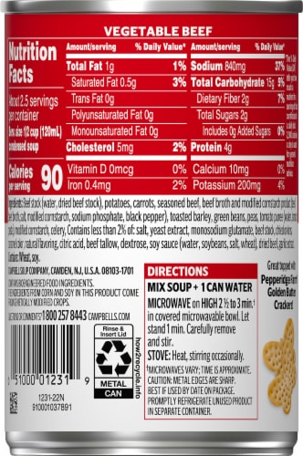 Campbell's® Condensed Vegetable Beef Soup Perspective: back