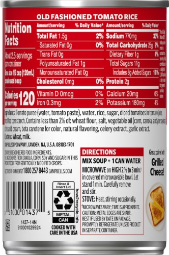 Campbell's® Condensed Old Fashioned Tomato Rice Soup Perspective: back
