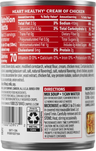 Campbell's® Condensed Heart Healthy Cream of Chicken Soup Perspective: back