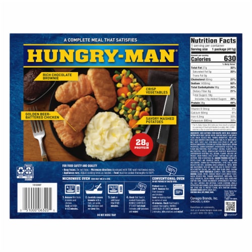 Hungry-Man Beer Battered Chicken Frozen Meal Perspective: back