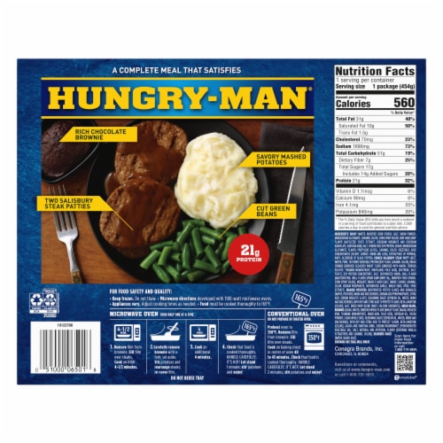 Hungry-Man Salisbury Steak Frozen Meal Perspective: back