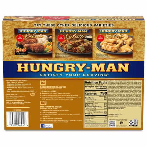 Hungry-Man Selects Classic Fried Chicken Frozen Meal Perspective: back