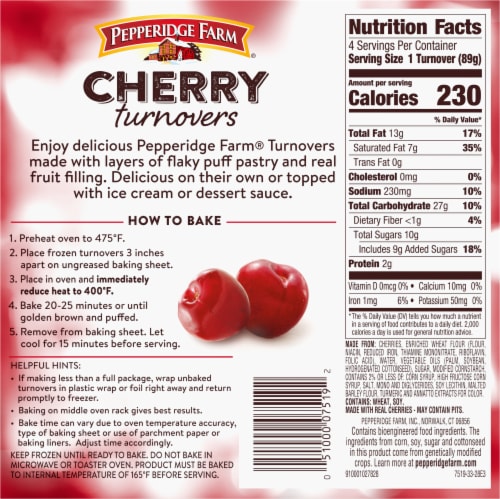 Pepperidge Farm® Frozen Cherry Turnovers Perspective: back
