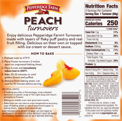 Pepperidge Farm Peach Turnovers Perspective: back