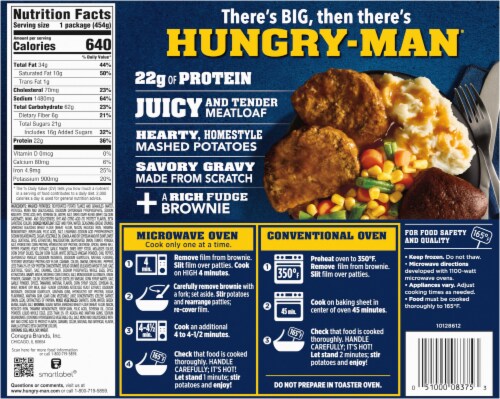 Hungry-Man® Meatloaf Dinner Frozen Meal Perspective: back