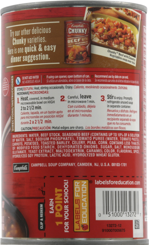 Campbell's Chunky Hearty Beef Barley Soup Perspective: back
