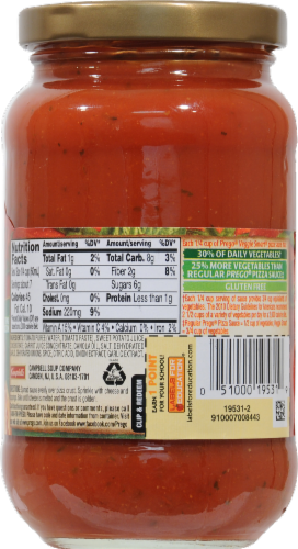 Prego Veggie Smart Pizza Sauce Perspective: back
