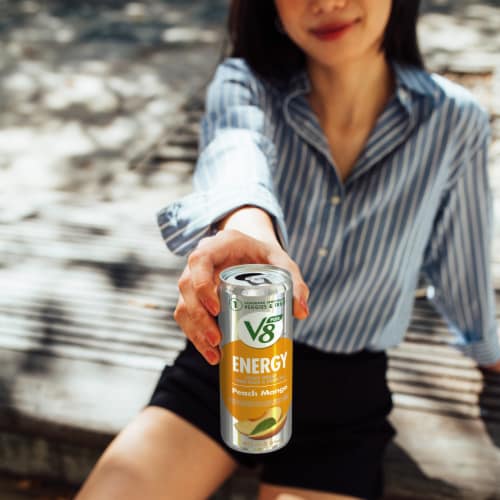 V8+™ Peach Mango Energy Drink Can Perspective: back