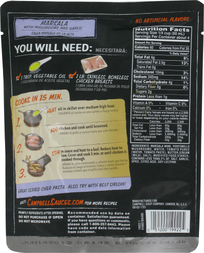 Campbell's Skillet Sauces Marsala Sauce Perspective: back