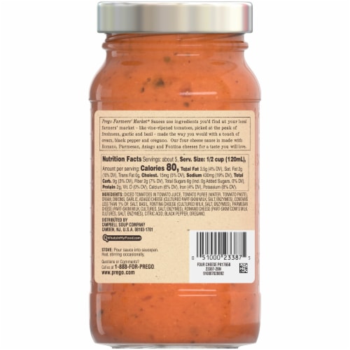 Prego Farmers' Market Four Cheese Sauce Perspective: back