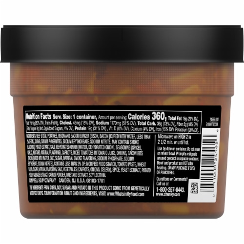 Campbell's Chunky Maxx Bison Bacon Burger with Carrots & Potatoes Soup Perspective: back