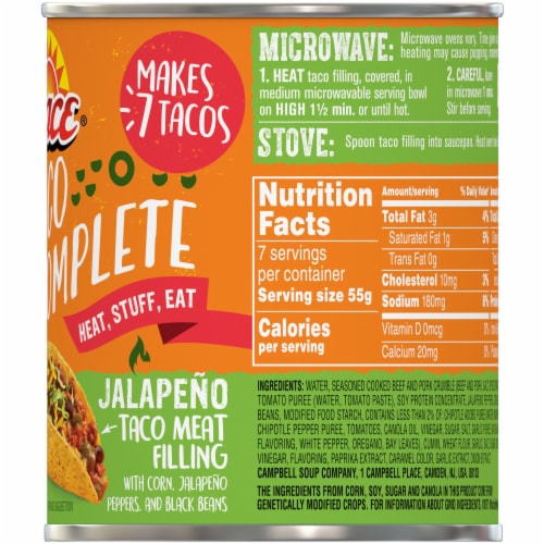 Pace Taco Complete Jalapeño Taco Meat Filling Perspective: back