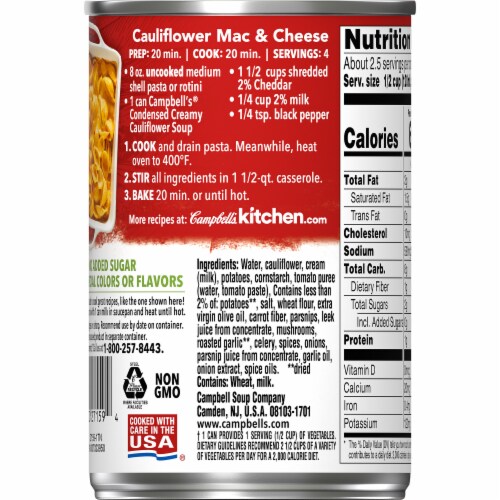Campbell's Condensed Cream of Cauliflower Soup Perspective: back