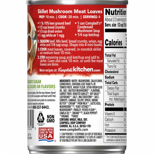 Campbell's Mushroom Cooking Soup Condensed Soup Perspective: back
