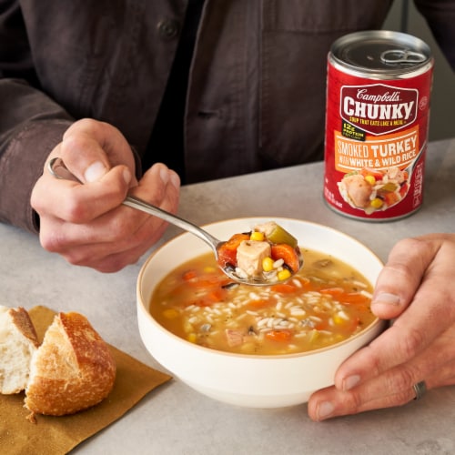 Campbell's® Chunky® Smoked Turkey with White & Wild Rice Soup Perspective: back