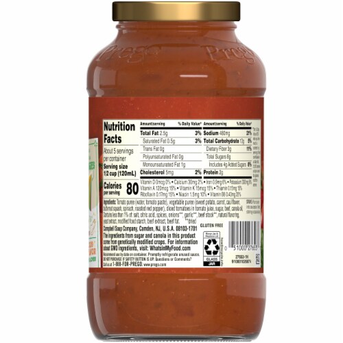 Prego® Plus Super Hidden Veggies Meat Flavored Sauce Perspective: back