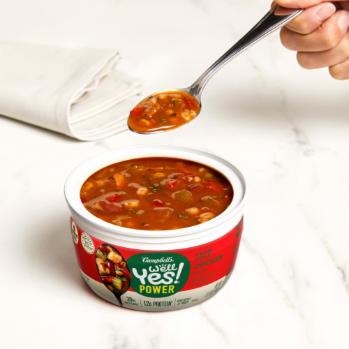 Campbell's Well Yes! Power Soup Bowl Cajun Style Chicken Soup Microwavable Bowl Perspective: back