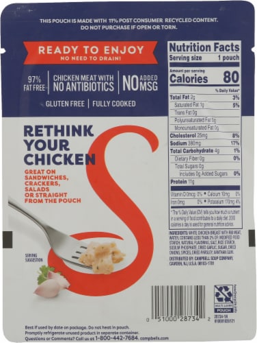 Swanson® Garlic and Herbs White Chunk Fully Cooked Chicken Pouch Perspective: back