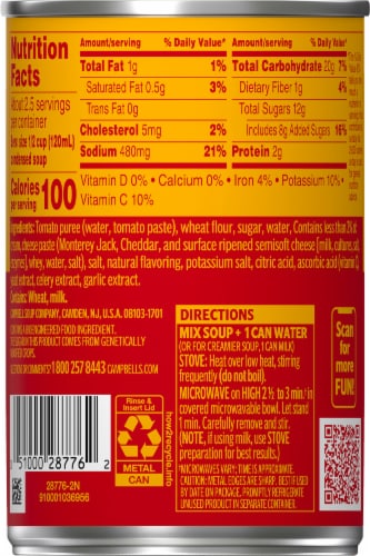 Campbell's® Condensed Grilled Cheese & Tomato Soup Can Perspective: back