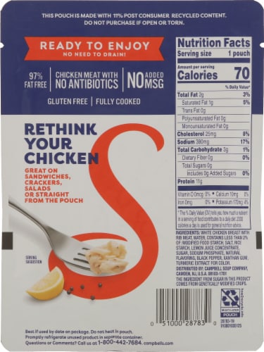 Swanson® Lemon & Coarse Ground Pepper Flavored White Chunk Chicken Perspective: back