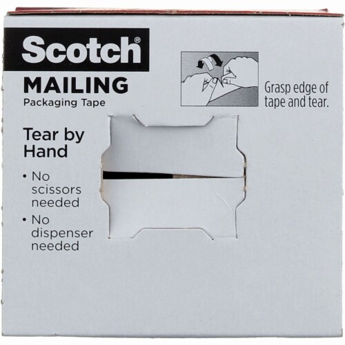 Scotch® Tear By Hand Mailing Packaging Tape, 1.88 in x 629 in Perspective: back