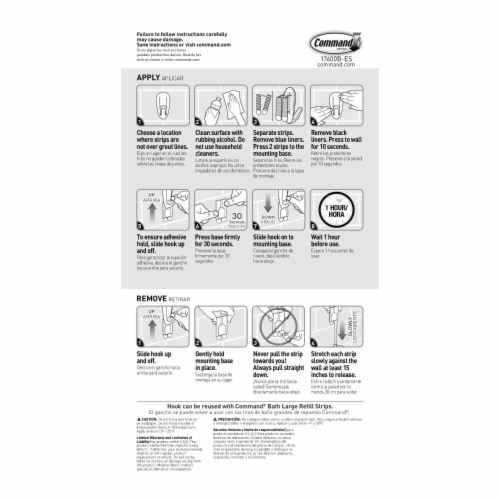Command™ Damage-Free Hanging Water-Resistant Jumbo Bathroom Hooks Perspective: back