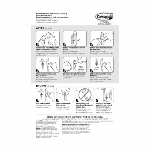 Command® Medium Wire Hooks - White Perspective: back
