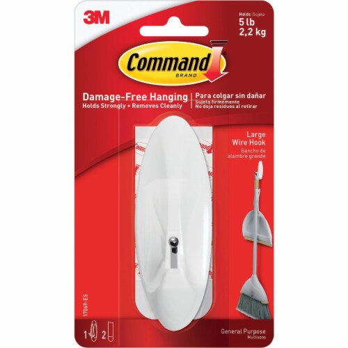 Command™ Large Wire Hook, 1 Hook, 2 Strips Perspective: back