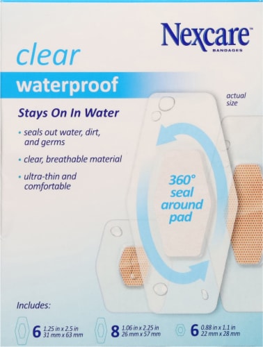 Nexcare™ Clear Waterproof Bandages Assorted Sizes Perspective: back