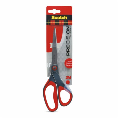 Scotch 7 Precision Scissors, Stainless Steel, Grey and Red, Comfort Grip 