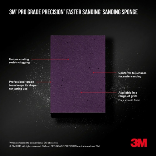 3M Pro Grade Precision™ 180 Medium Grit Sanding Sponge Perspective: back