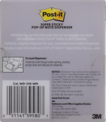 Post-it® Pop-Up Notes Dispenser - Clear Perspective: back